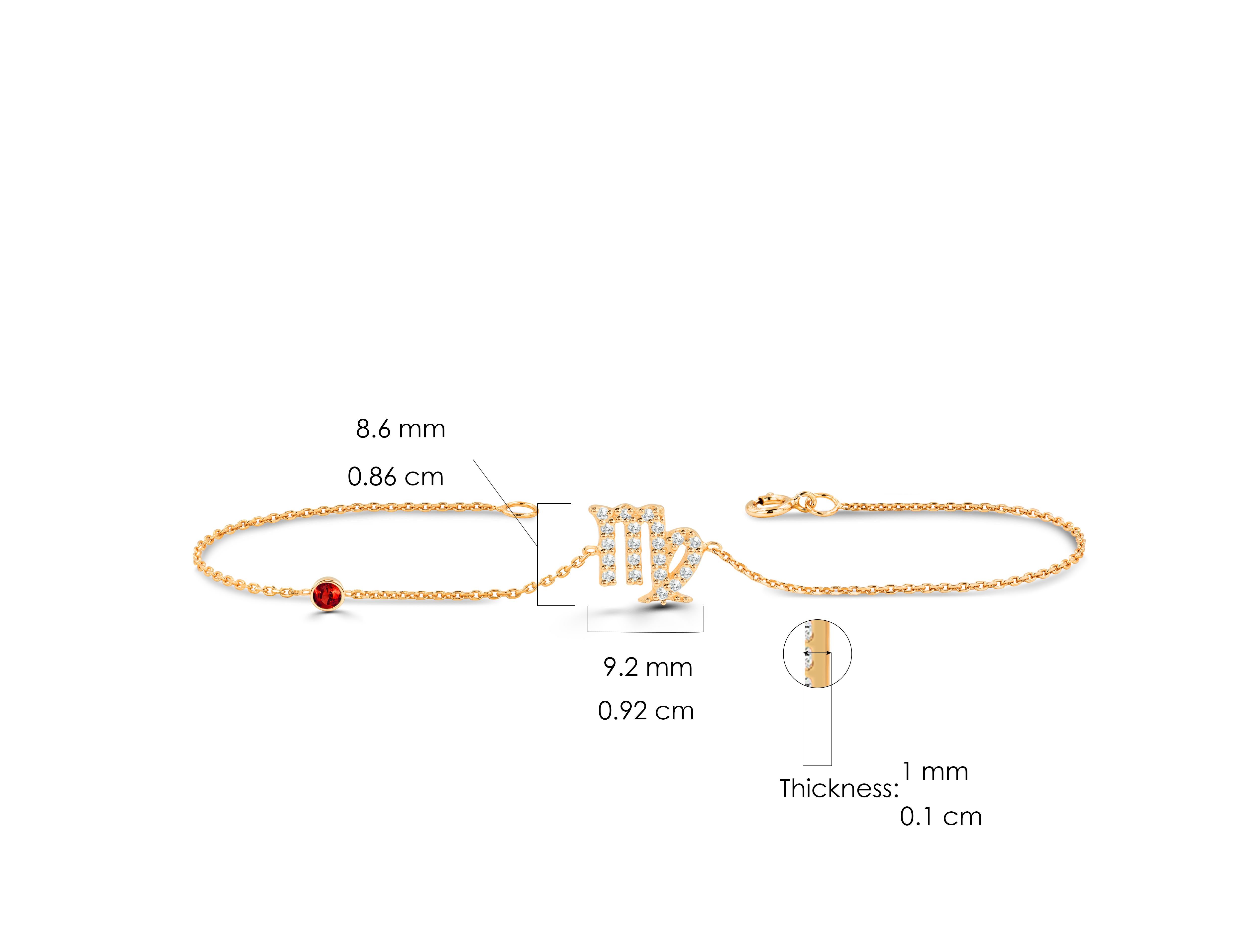 14K Gold 0,39 Karat Diamant Virgo Sternzeichen-Armband mit Rubin, Smaragd, Saphir und Stein im Angebot 2