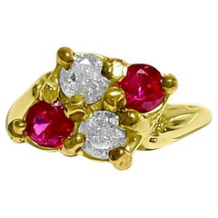14k Gold, 0.40 Carat Diamond & Ruby Ring. 100% Natural