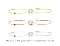 Bracelet zodiaque cancer en or 14 carats avec rubis, émeraude et saphir de 0,42 carat