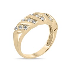 14K Gold 0.45tcw Round Cut Diamond Band Ring, Antique Fancy Stacking Ring