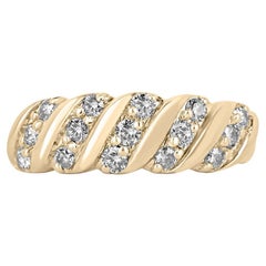 Anello a fascia con diamanti taglio rotondo in oro 14K da 0,45tcw, anello impilabile antico di fantasia