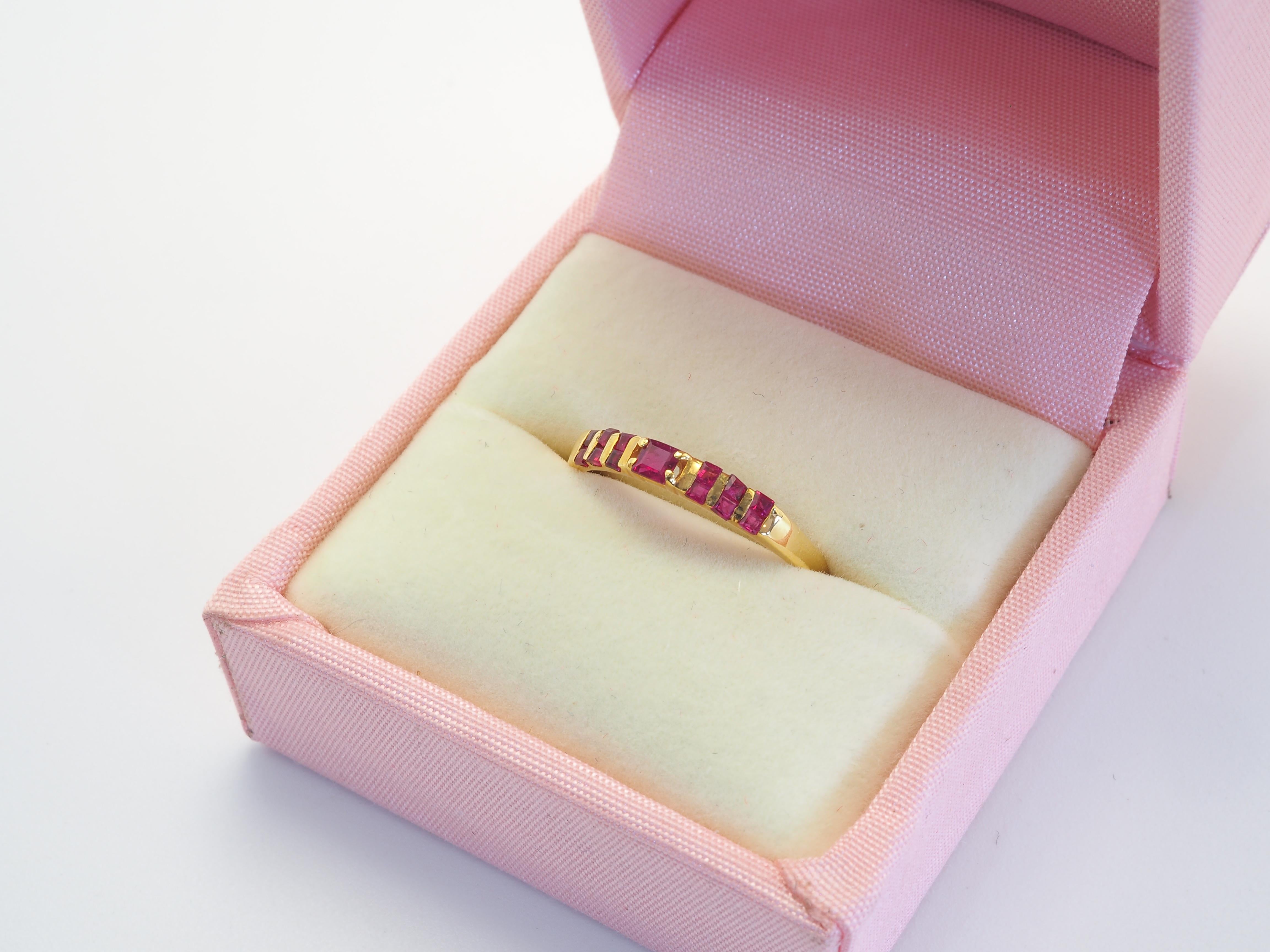 Anillo vintage de oro de 14 quilates y 0,46 quilates de rubí rojo vivo 2