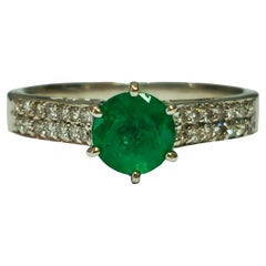 14K gold, 0.50 carat Colombian Emerald and Diamond Ring