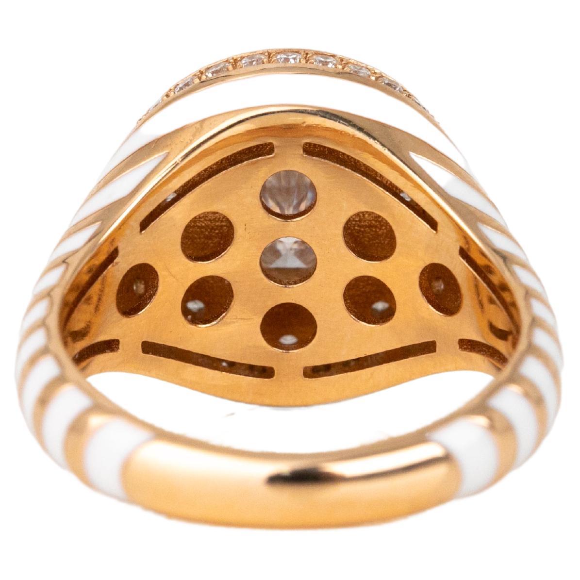 For Sale:  14K Gold 0.50 Ct Moissanite & Diamond Enameled Cocktail Ring, Chevalier Ring 11