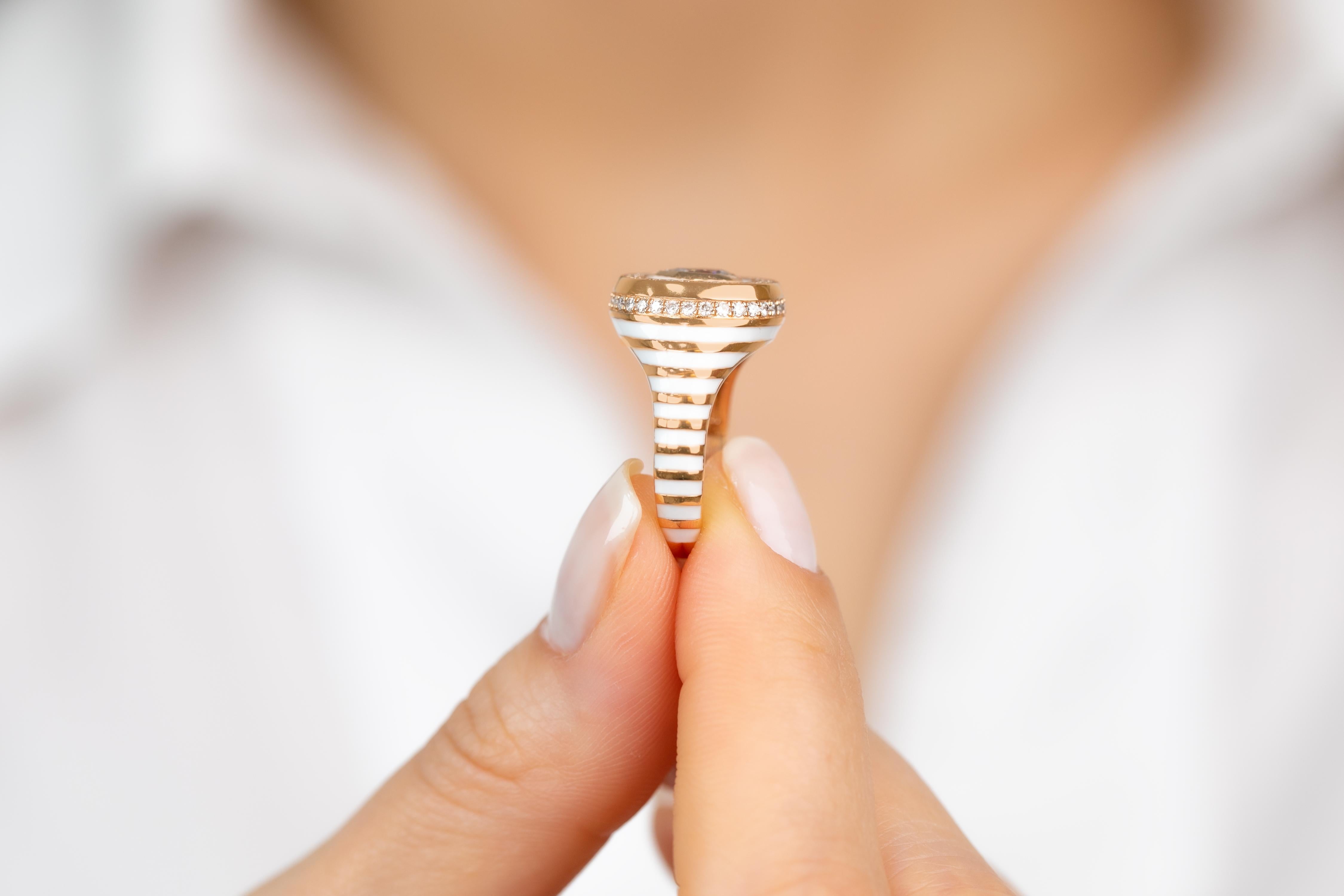 in vendita:  Anello da cocktail in oro 14K con moissanite e diamanti smaltati da 0,50 carati, anello Chevalier 4