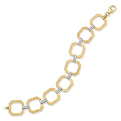 Oro 14K 0,50 ct. tw. Bracciale aperto A Link Martellato