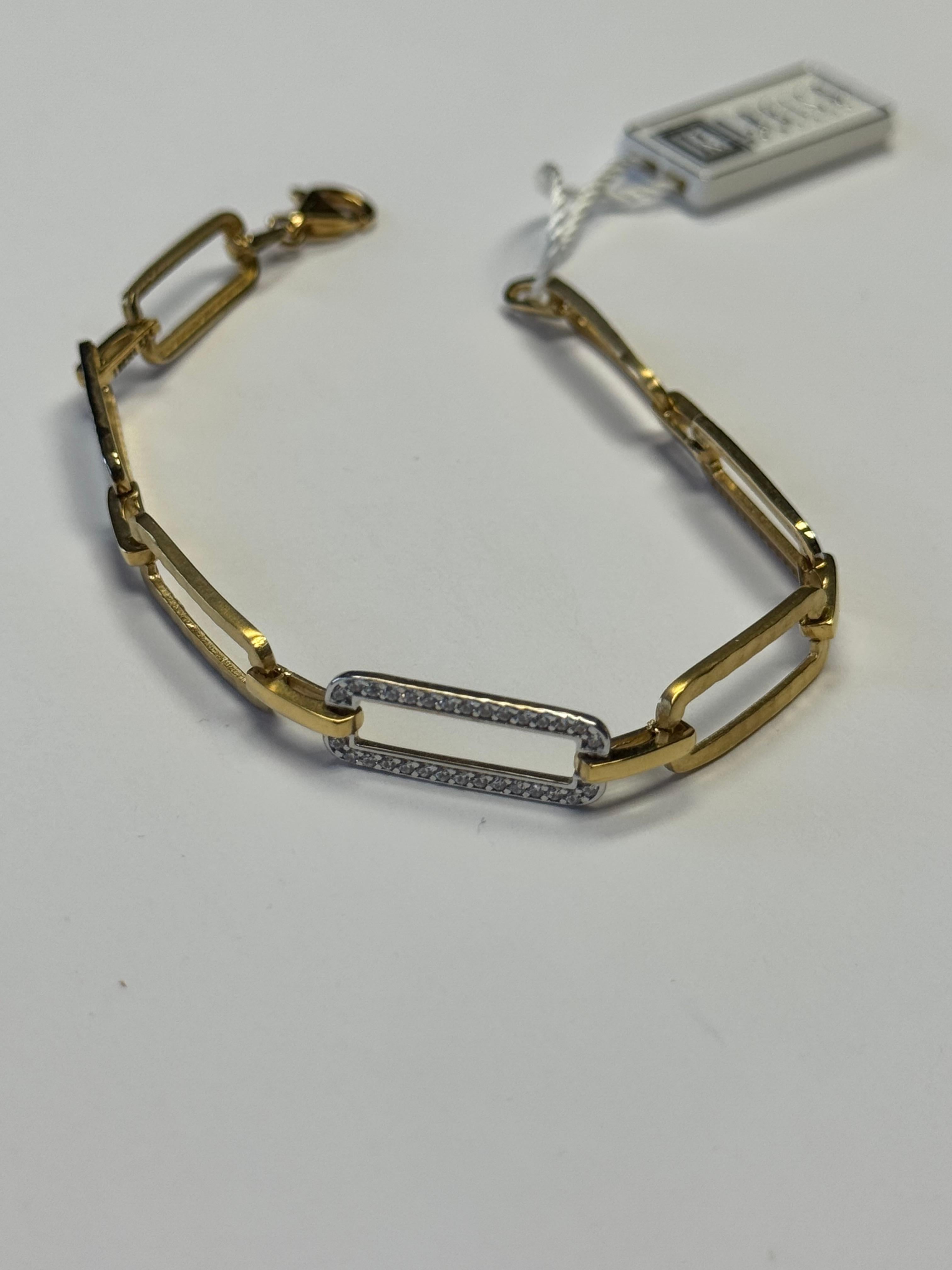 Oro de 14 quilates 0,54 ct. tw. Pulsera de eslabones abiertos rectangular Corte redondo en venta
