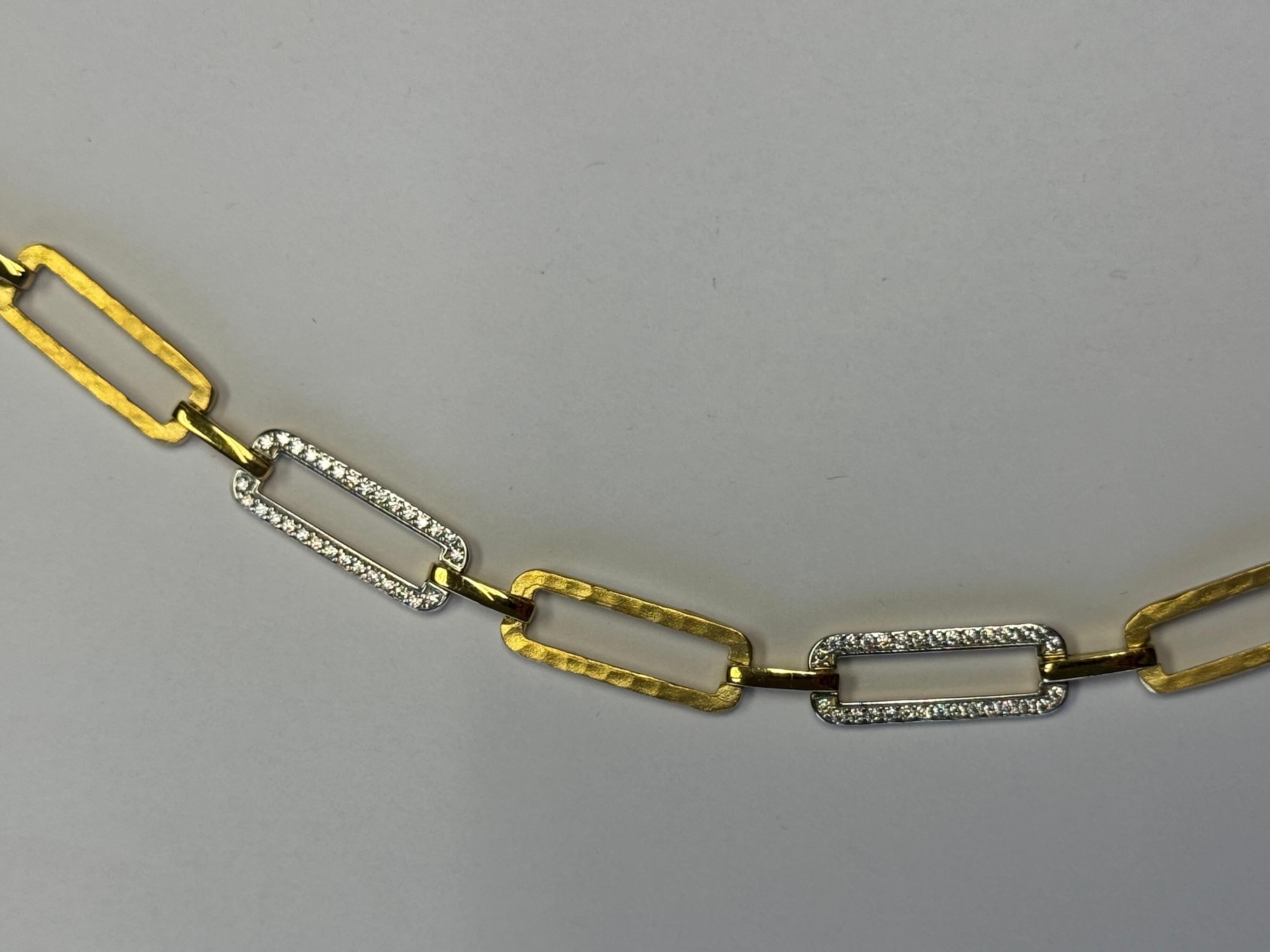 Oro de 14 quilates 0,54 ct. tw. Pulsera de eslabones abiertos rectangular en Nuevo estado para la venta en Great Neck, NY