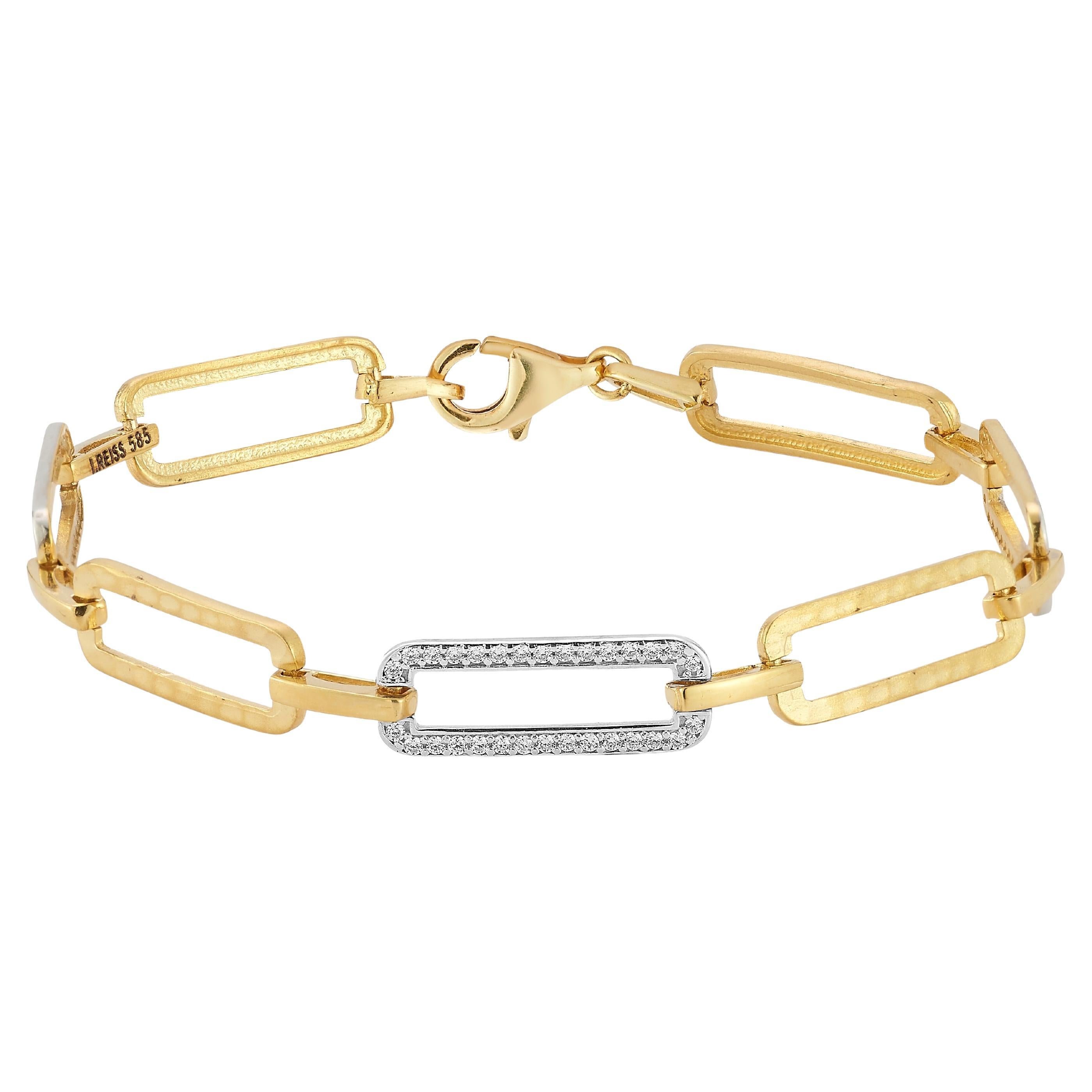 14K Gold 0.54 ct. tw. Rectangle-Shaped Open Link Bracelet