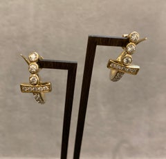 Bee Goddess 14 Karat Gold 0.60 Carat Diamonds Sword of Light Earrings