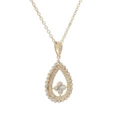 14k Gold 0.66ctw Diamond Detailed Milgarin Teardrop Cluster Pear Pendant