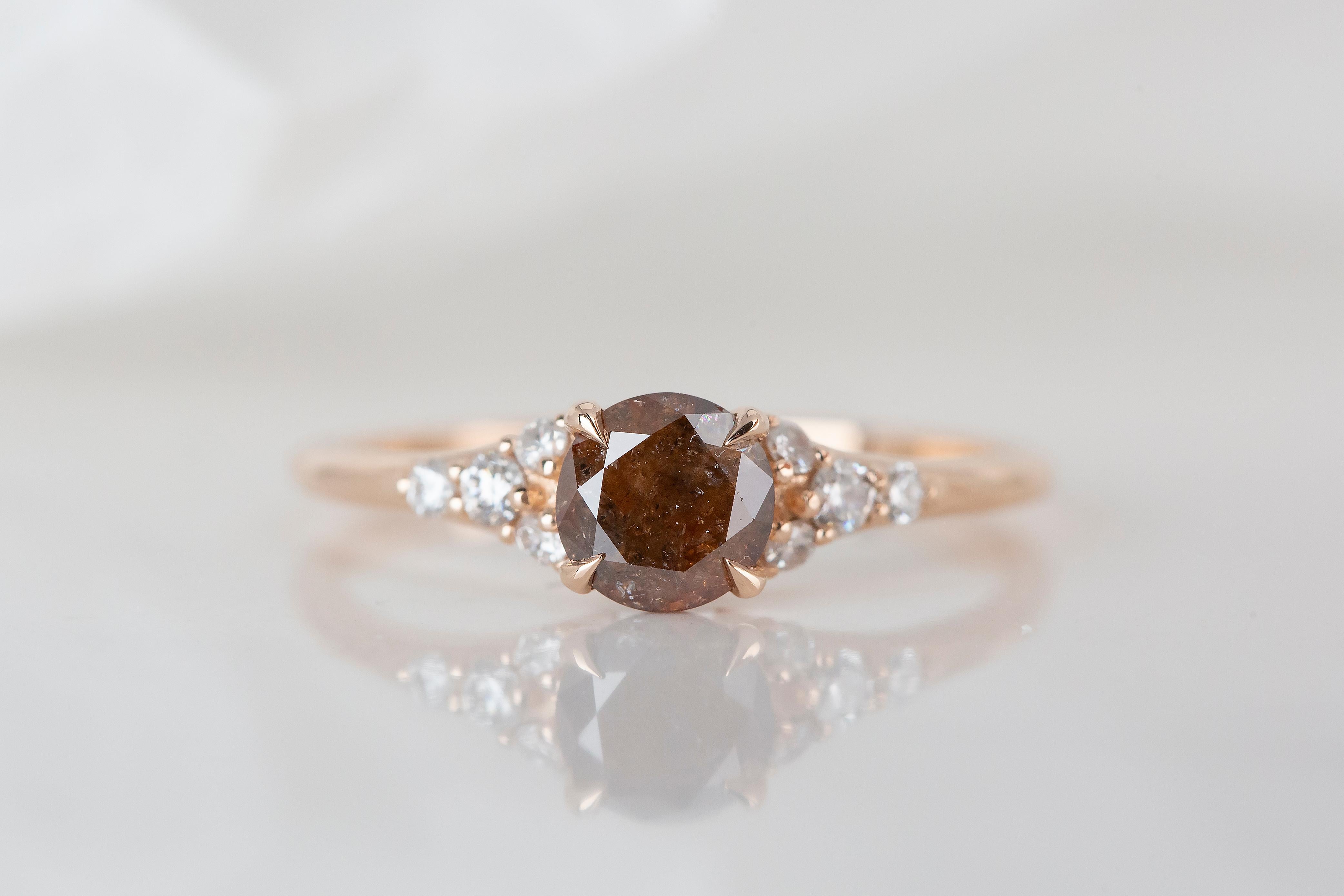 Karat 0,68 Karat Gold Salz- und Pfeffer-Diamant-Verlobungsring Solitär () 5