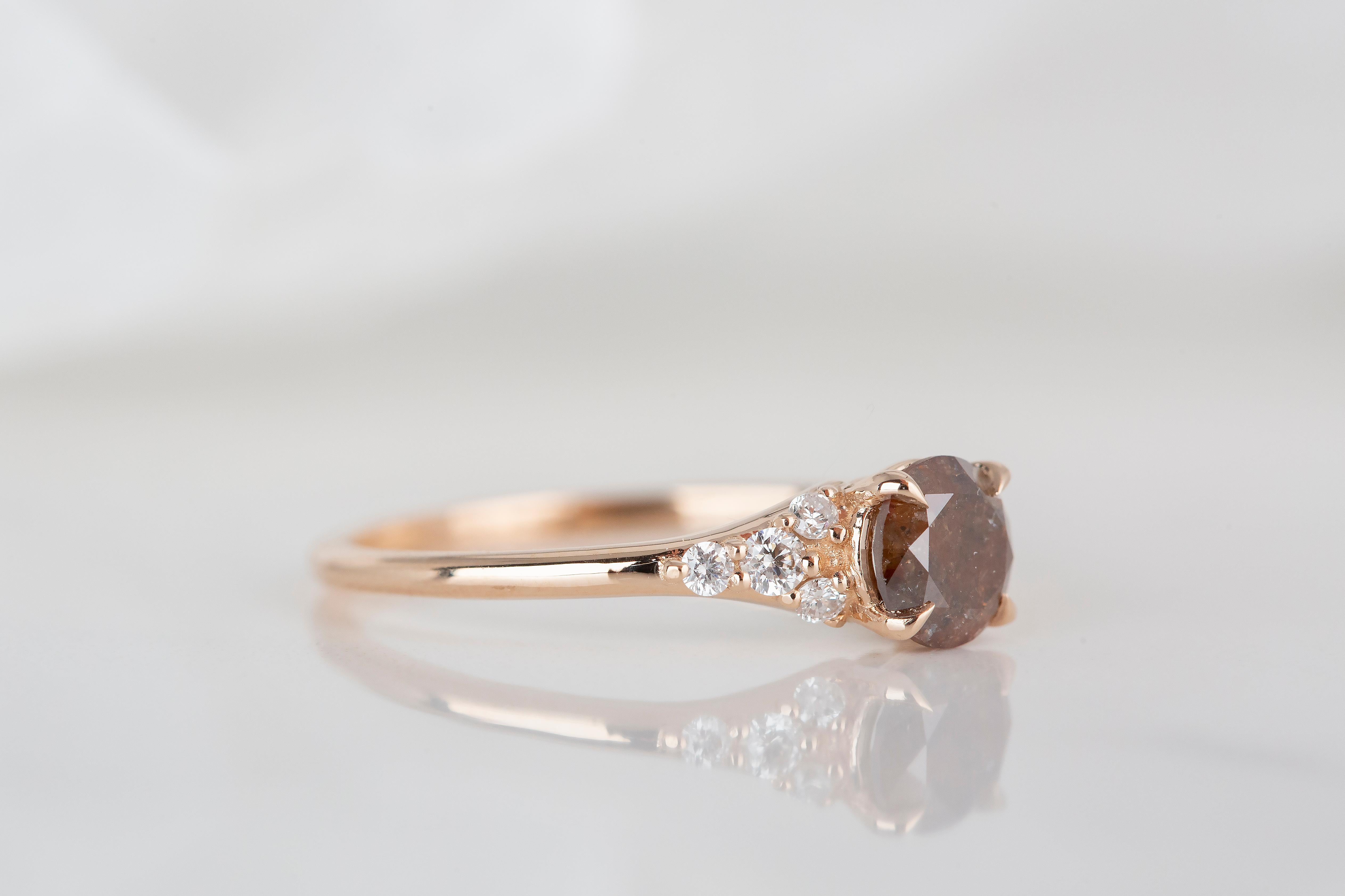 Karat 0,68 Karat Gold Salz- und Pfeffer-Diamant-Verlobungsring Solitär () 6
