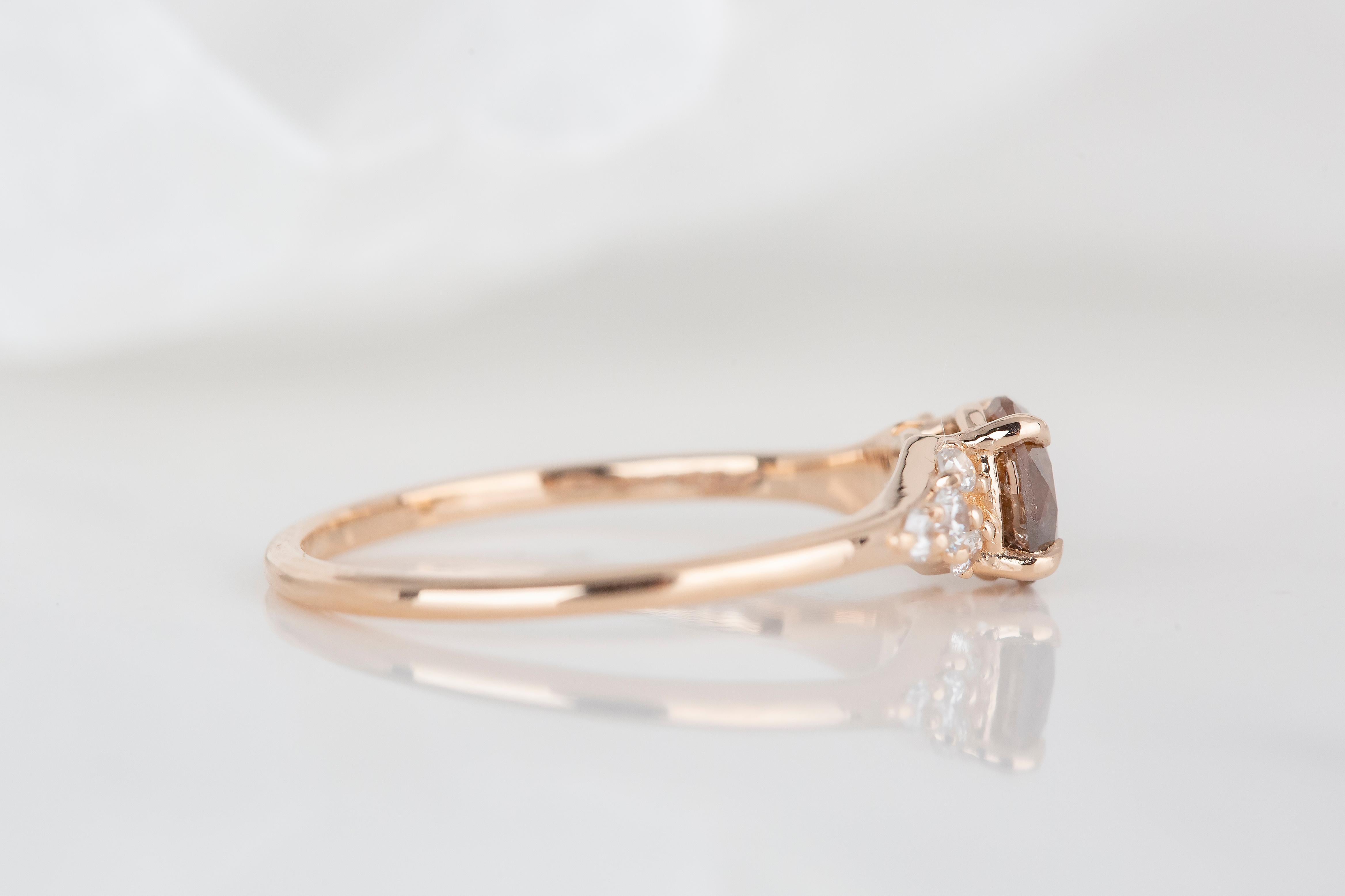 Karat 0,68 Karat Gold Salz- und Pfeffer-Diamant-Verlobungsring Solitär () 7