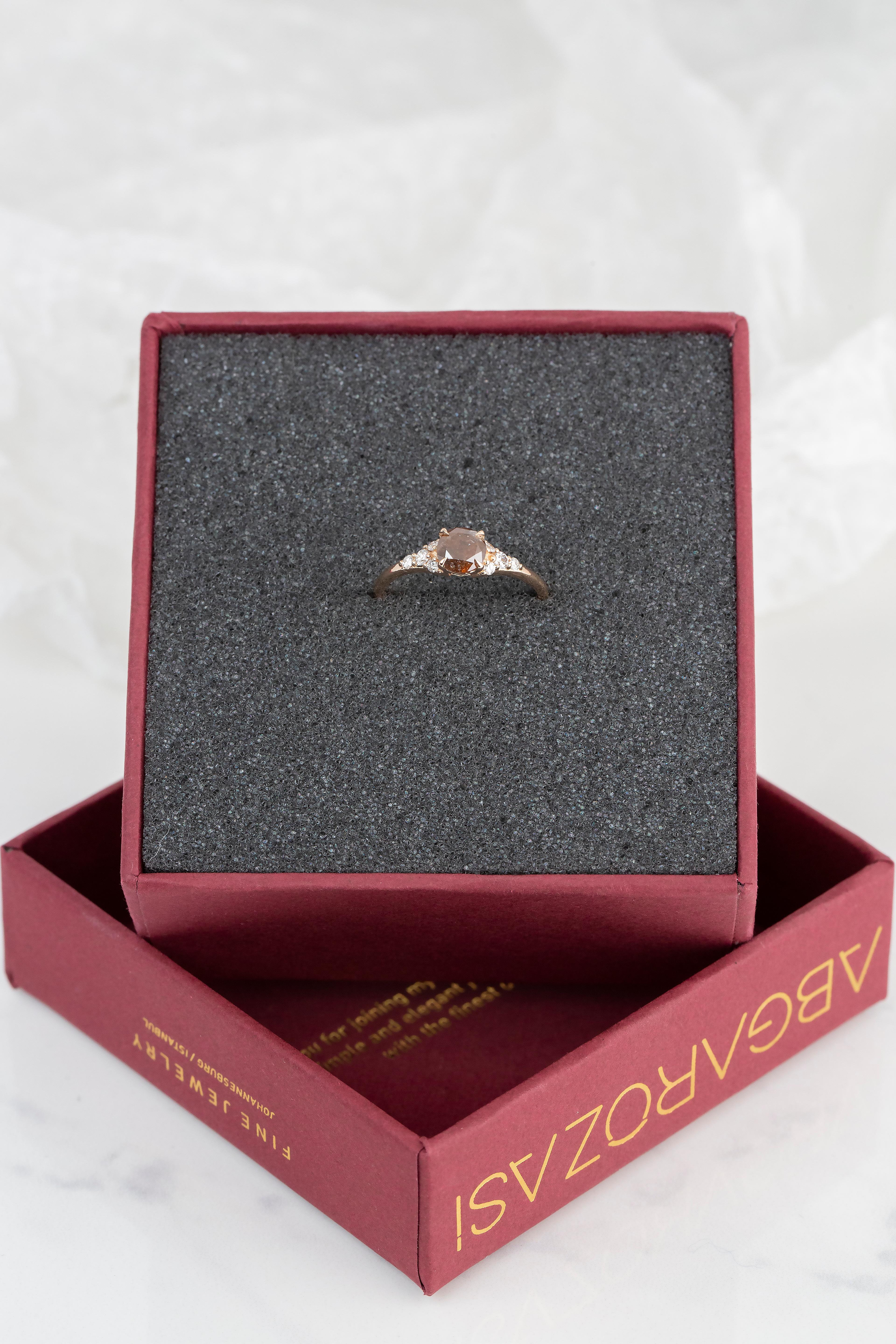 Karat 0,68 Karat Gold Salz- und Pfeffer-Diamant-Verlobungsring Solitär () 9