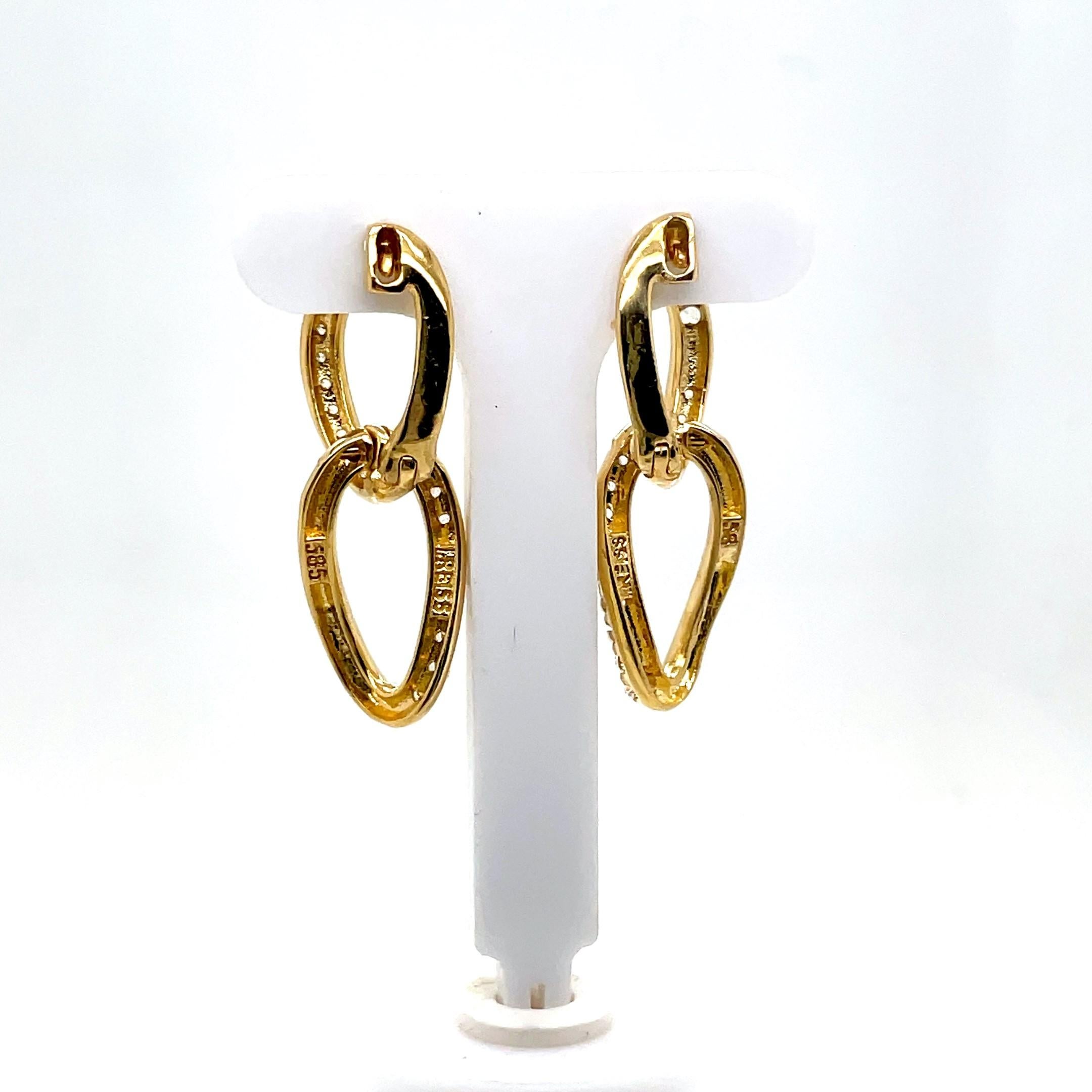 Taglio rotondo Oro 14K 0,71 ct. tw. Orecchini pendenti A Link aperti in vendita