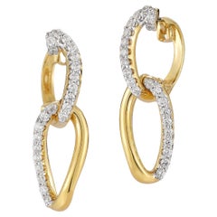 Or 14 carats 0,71 ct. tw. Boucles d'oreilles pendantes à maillons ouverts