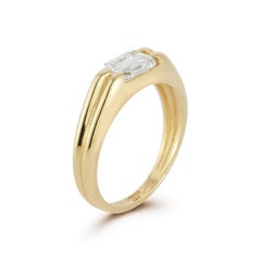 14-karätiges Gold, 0,75 Karat Gesamtgewicht Im Labor hergestellter rechteckiger Ring für den kleinen Finger