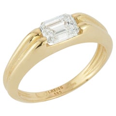 14-karätiges Gold, 0,75 Karat Gesamtgewicht Im Labor hergestellter rechteckiger Ring für den kleinen Finger