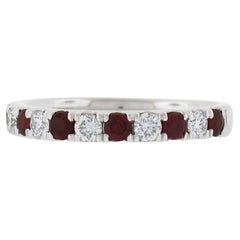14k Gold 0.80ct Alternating Round Brilliant Ruby & Diamond Prong Stack Band Ring