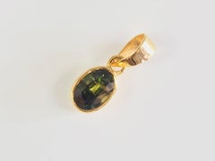 14K Gold 0.80ct Bi-Color Yellowish Green Sapphire Bezel Pendant Enhancer