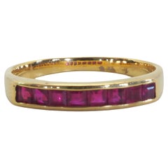 14K Gold 0.80ct Squared Ruby Band Ring