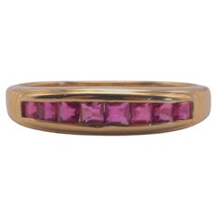 14K Gold 0.80ct Squared Ruby Vintage Band Ring