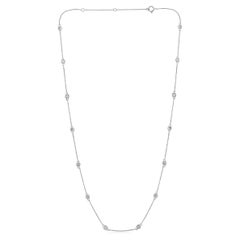 14K Gold 0.8ct Natural Diamond F-SI 3.4mm Bezel Chain By Yard Station Necklace