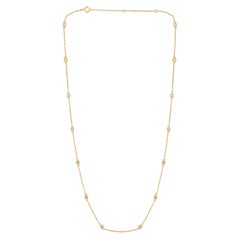 14K Gold 0.8ct Natural Diamond F-SI 3.4mm Bezel Chain By Yard Station Necklace