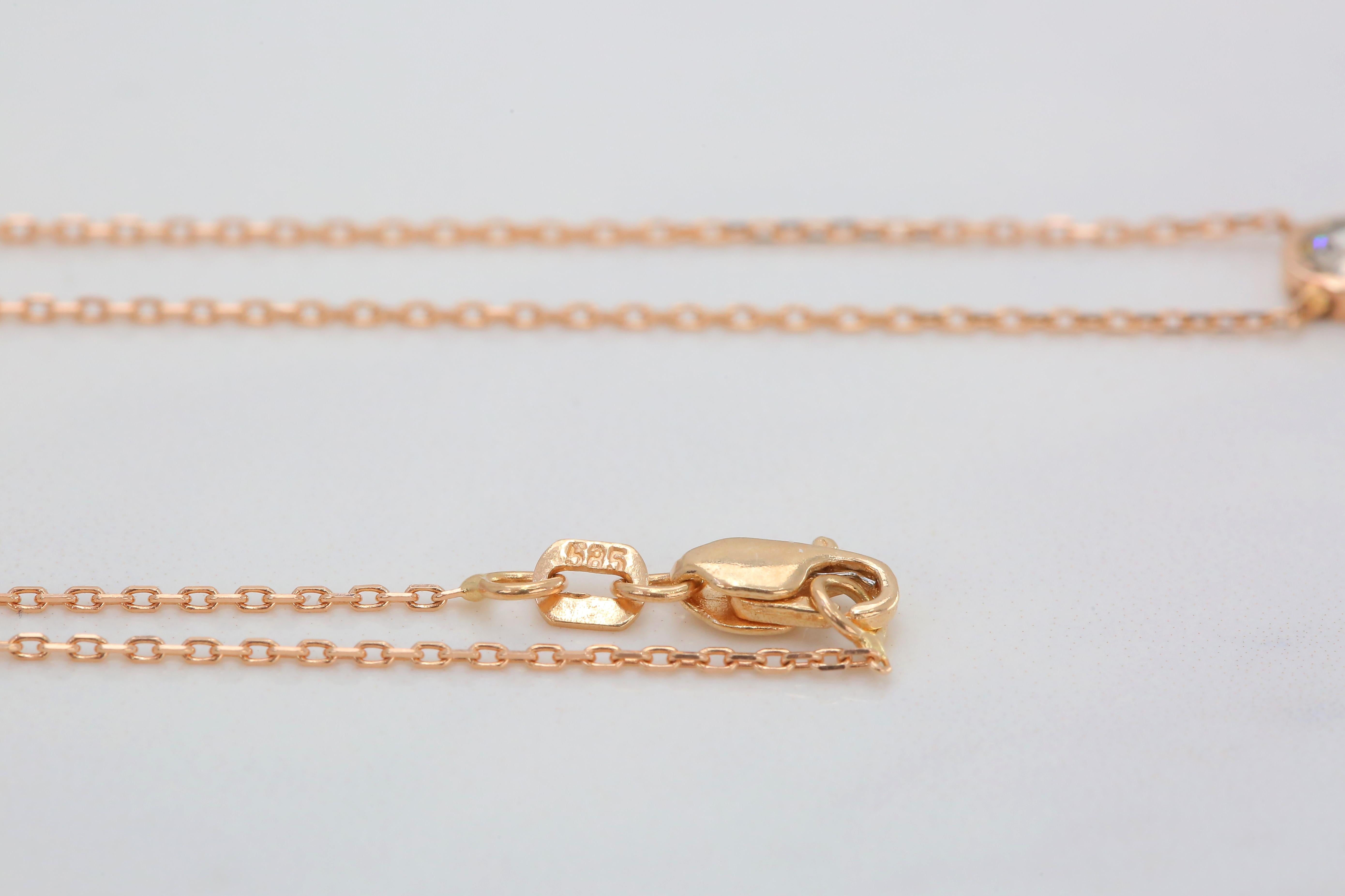 Women's 14K Gold 0.90 Ct. Rose cut Brown Diamond Key Charm Necklace For Sale
