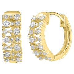 Luxle 1/2 Carat T.W. Huggie Diamond Hoop Earrings in 14k Yellow Gold