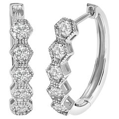 14K Or 1/2 Cttw Diamond Earring Zig Zagging Geometric Hoop Ears