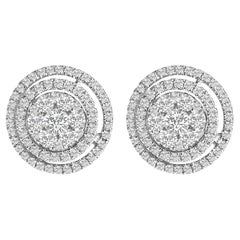 Orecchino con diamante a grappolo e doppio alone in oro 14K da 1 3/8 Cttw