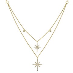 Luxle 1/3 Carat T.W. Diamond Double Strand Starburst Necklace in 14k Gold