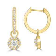 Luxle 1/3 Ct. T.W. Diamond Drop Hoop Earrings in 14k Yellow Gold