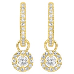 Luxle 1/3 Ct. T.W. Diamond Drop Hoop Earrings in 14k Yellow Gold 