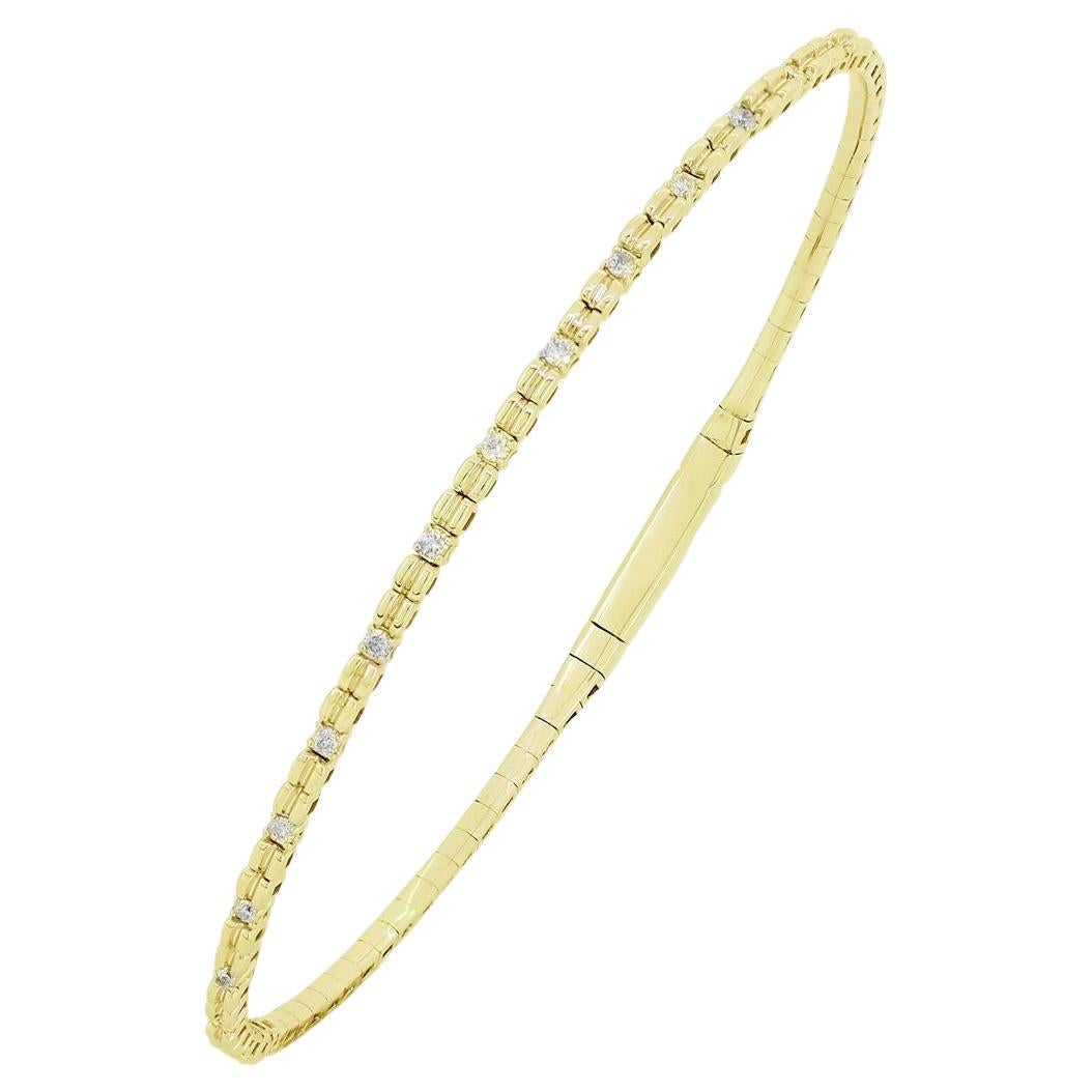 Luxle 14k Yellow Gold 1/4 Carat T.W. Diamond Bangle Bracelet For Sale