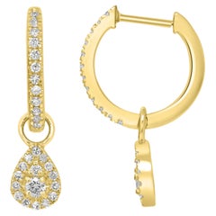 Luxle 14k Gold 1/4 Carat T.W. Diamond Teardrop Hoop Earrings