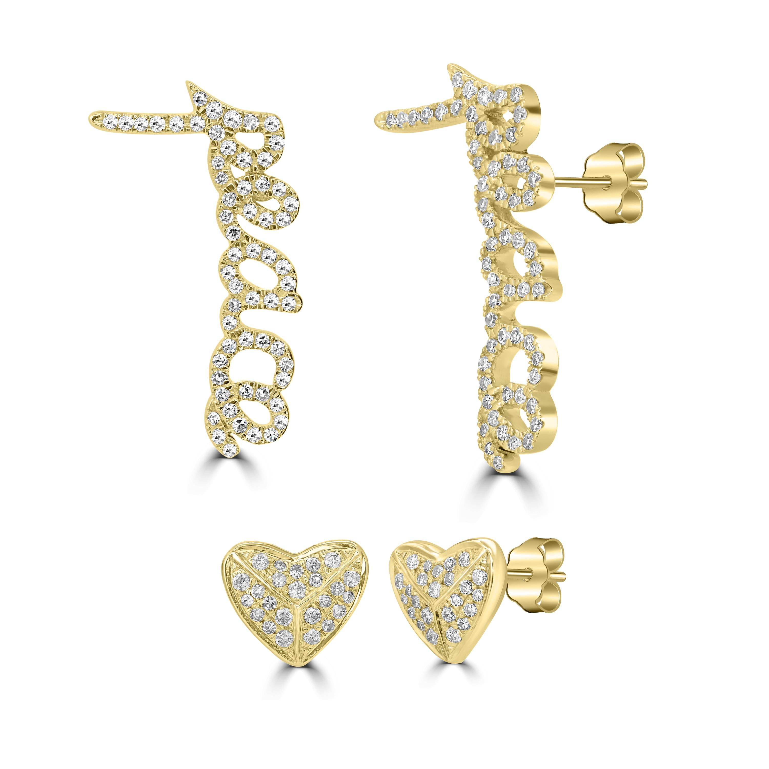 Luxle 14k Gold 1/5 Carat T.W. Diamond Heart & 