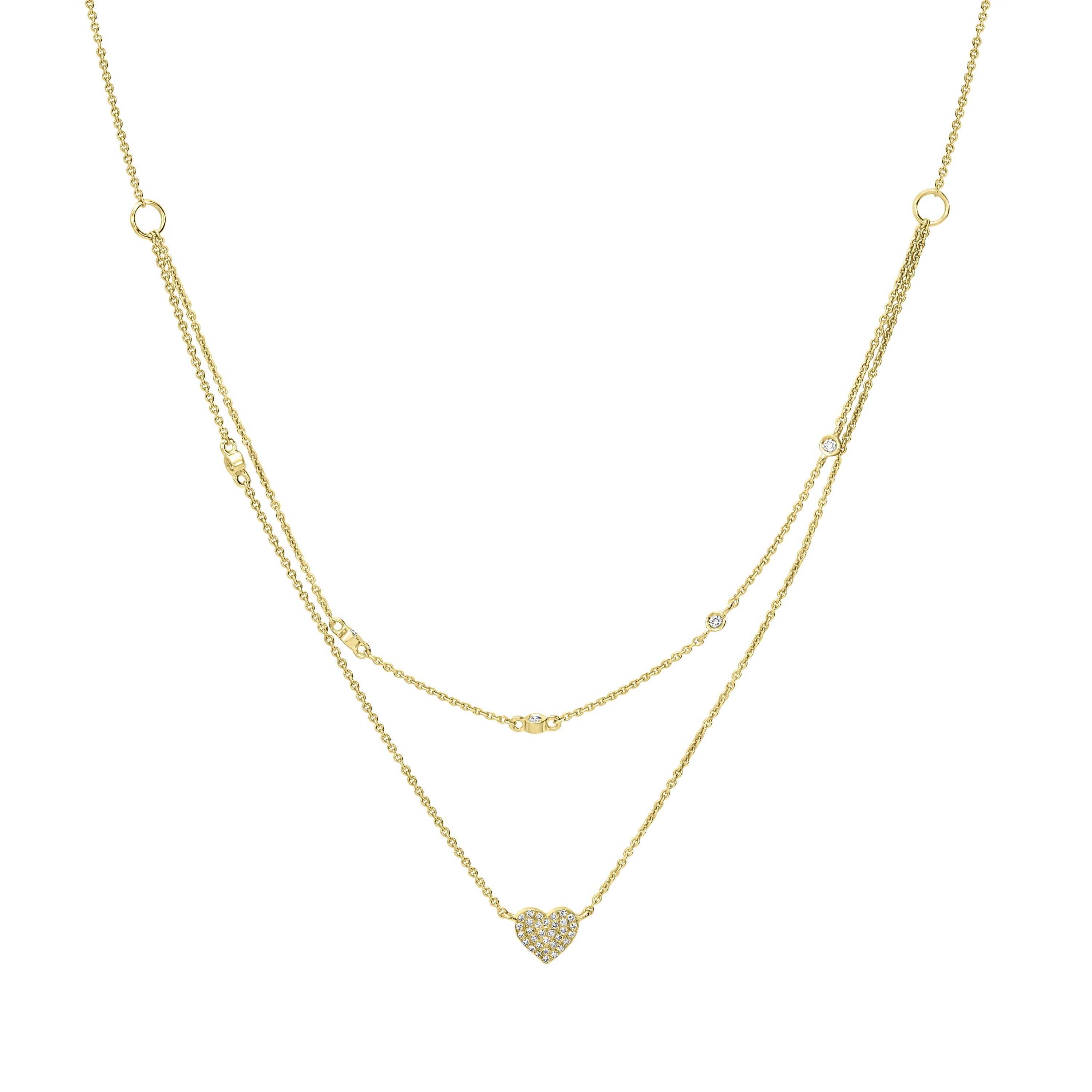 Simple, yet elegant, this Luxle double-strand heart necklace offers a look that is sure to captivate. This stunning double-strand necklace with a heart design dangling down elegantly will add a little love to your attire. The necklace is made of 14K