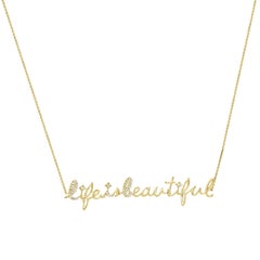 Luxle 1/8 Carat T.W. Diamond "Life is Beautiful" Necklace in 14k Gold