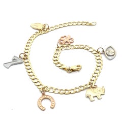 Cavigliera in oro 14k da 10" con charme a tema A Link