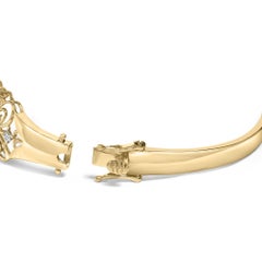 14K Gold 1.00 Cttw Diamond Vintage Inspired Floral Bangle Bracelet