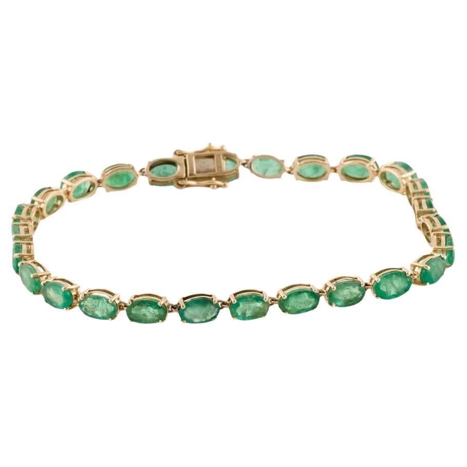 14K Gold 10.40ctw Emerald Link Bracelet - Fine Jewelry Piece, Stunning Design For Sale
