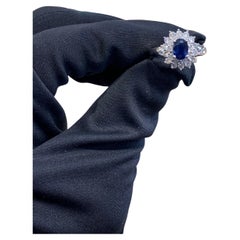 14k Gold 1.05 Carat Blue Sapphire & 0.80 Carat Diamond Cocktail Ring