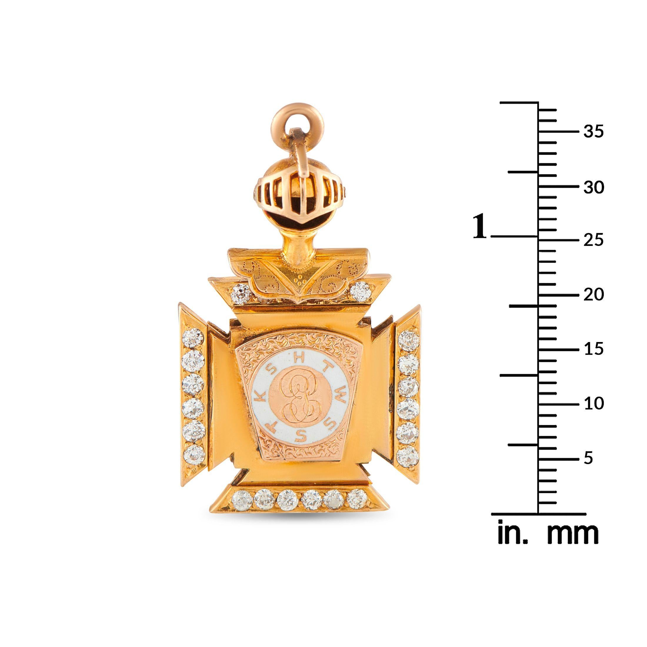 Llavero de oro de 14 quilates con esmalte y diamantes de 1,05 ct MF02-0721325 Corte redondo en venta