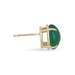 14K Gold 10,90tcw Ovalschliff Smaragd-Cabochon-Ohrstecker