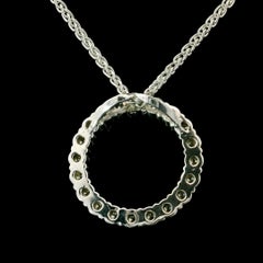 14k Gold 1.0ctw Diamond Circle of Life Slide Pendant w/ Wheat Link Necklace