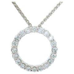 14k Gold 1.0ctw Diamond Circle of Life Slide Pendant w/ Wheat Link Necklace