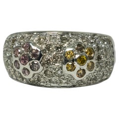 14K Gold, 1.10ct, White, Yellow and Pink Diamond Ring